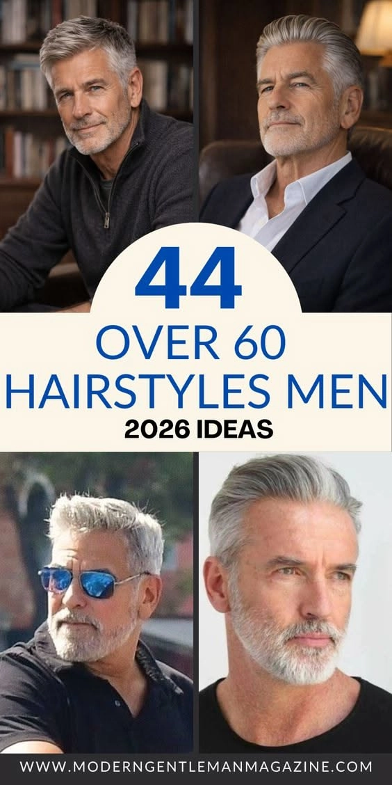 ALT: Stylish short haircut for mature men with a neat side part and natural gray hair