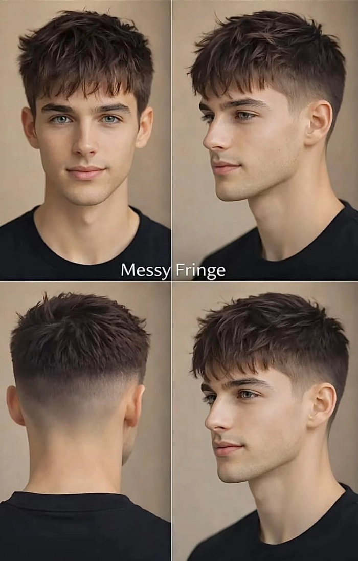 ALT: Teenage boy with a modern men haircut idea featuring a textured crop and clean fade
